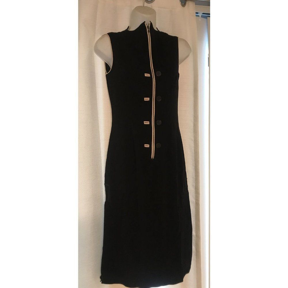 Prada womens Vintage Black zip up dress Size 40 Us 4-6 Small Side Slit